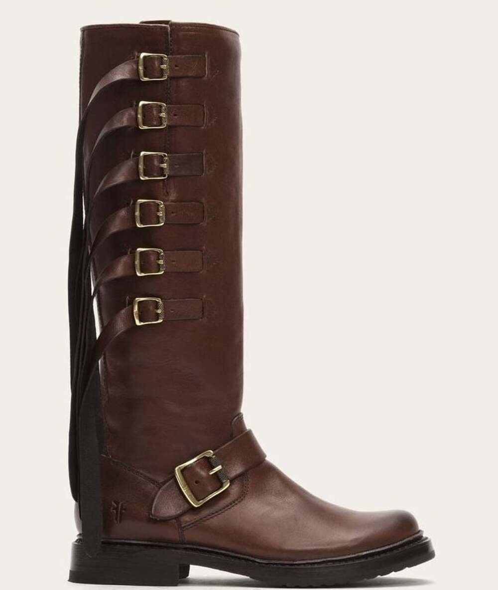 Frye Veronica Strap Tall Chocolate Knee High Boots Cowboy Riding SZ 9.5 l